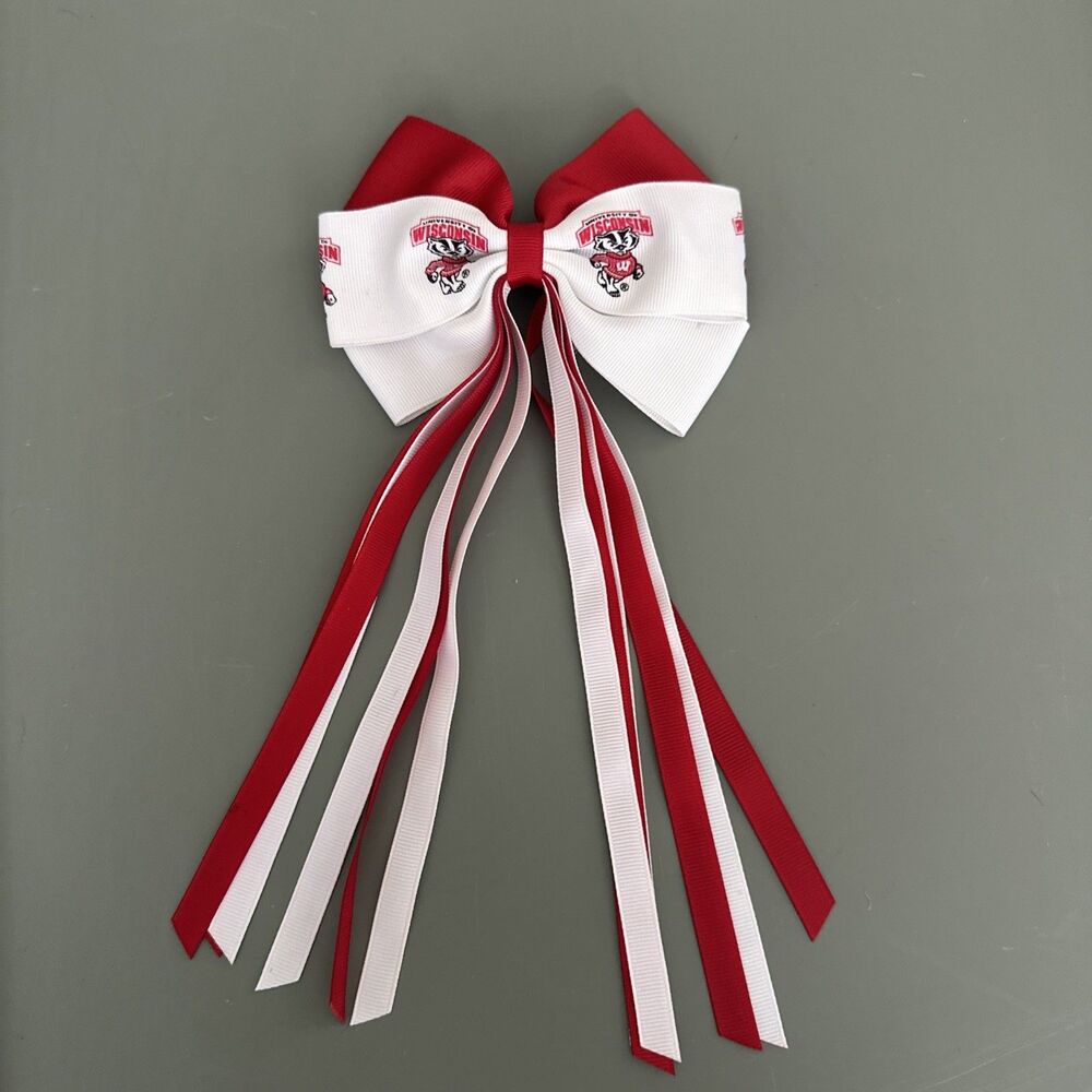 University Of Wisconsin Bow Barrette Badgers Hair Ribbon